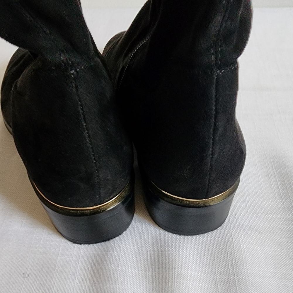 Ivanka Trump, black soft suede over the knee boots.  Sz 8.5 with gold accents. - Picture 6 of 8